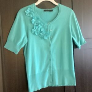 Chic Teal Button-Up Cardigan